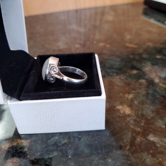 Moonstone/quartz sterling silver ring sz 8 - Picture 2 of 3